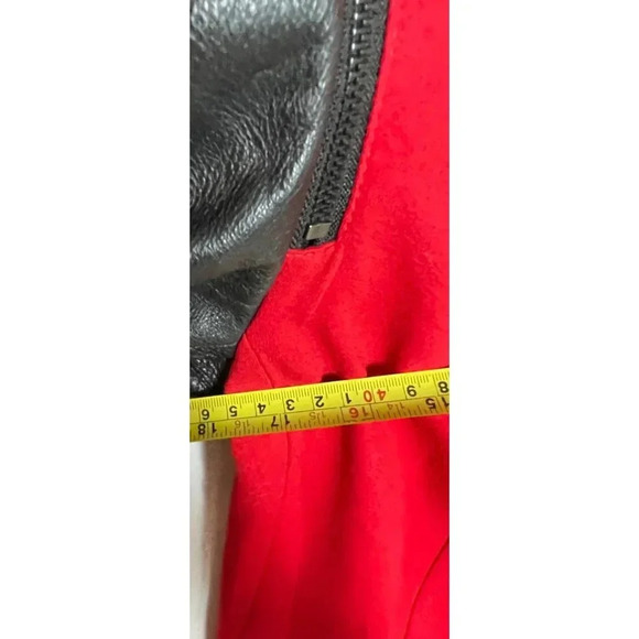 Vince Camuto Womens Long Sleeve Faux Leather One Button Jacket Red Black Sz 6 - Picture 3 of 10